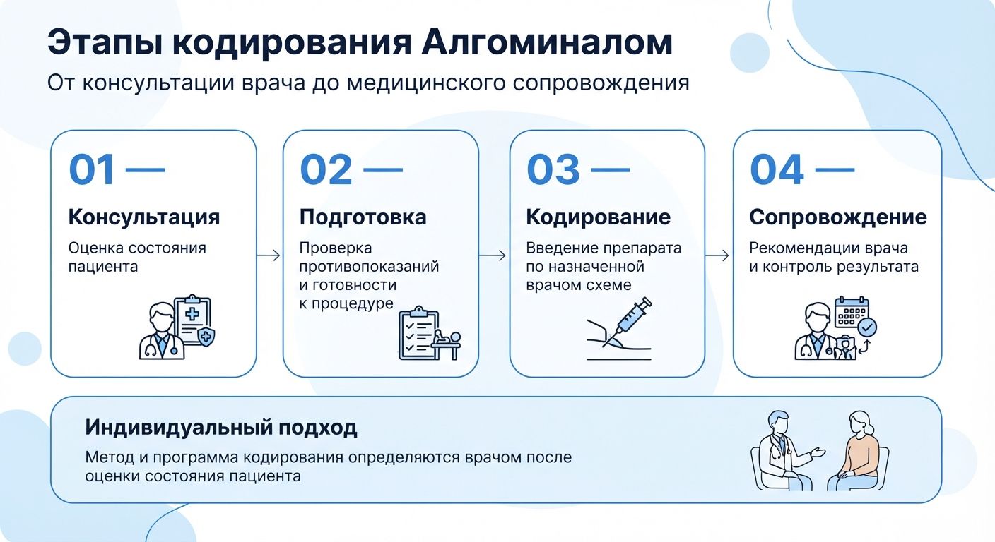 Кодирование препаратом «Алгоминал» в Кусе инфографика